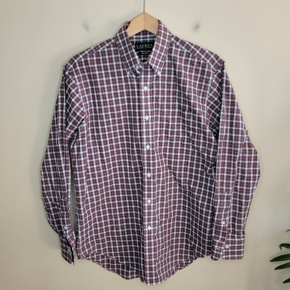 Lauren Ralph Lauren | Non Iron Red Plaid Button Down Shirt Size 15, 32/33